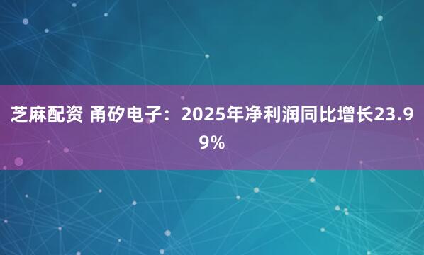 芝麻配资 甬矽电子：2025年净利润同比增长23.99%